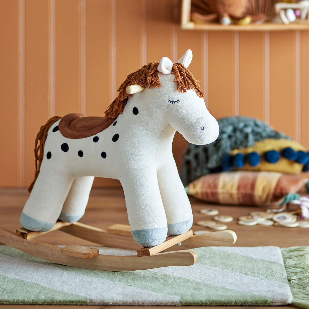 BLOOMINGVILLE Merlen Kids Rocking Horse Toy, White