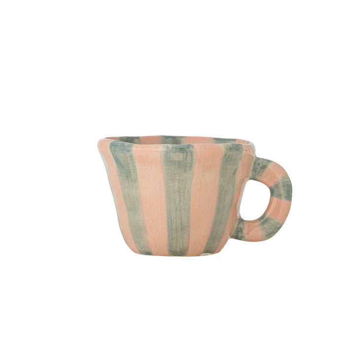 BLOOMINGVILLE Nini Stoneware Espresso Mini Cup, Aqua/Stripes