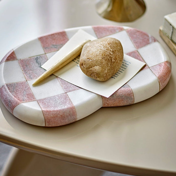 BLOOMINGVILLE Petrea Marble Tray, Rose, L22 cm