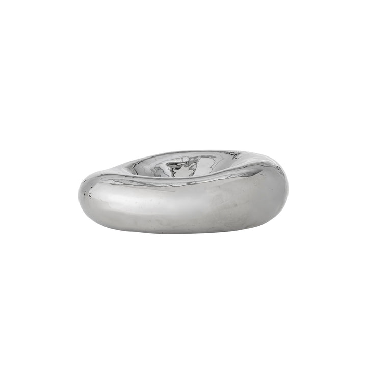 BLOOMINGVILLE Shine Stoneware Bowl, D18cm, Chrome/Silver