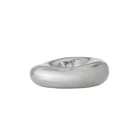 BLOOMINGVILLE Shine Stoneware Bowl, Chrome/Silver, D18cm