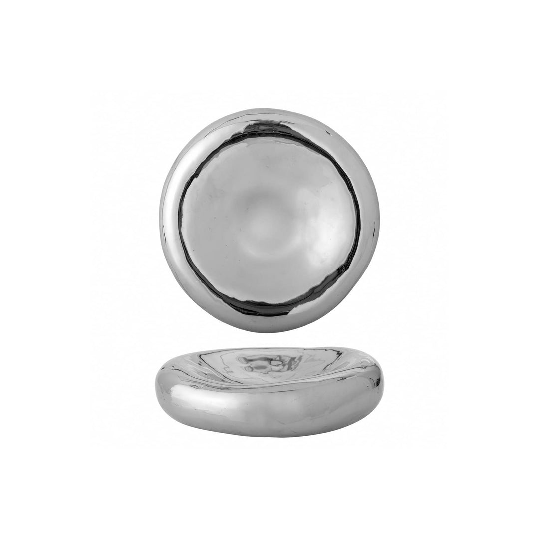 BLOOMINGVILLE Shine Stoneware Bowl, Chrome/Silver, D23cm