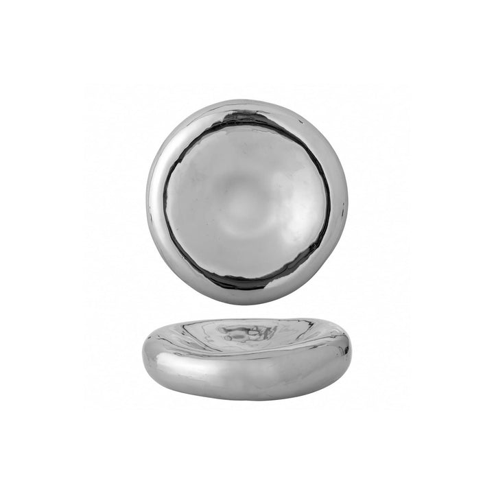 BLOOMINGVILLE Shine Stoneware Bowl, Chrome/Silver, D23cm
