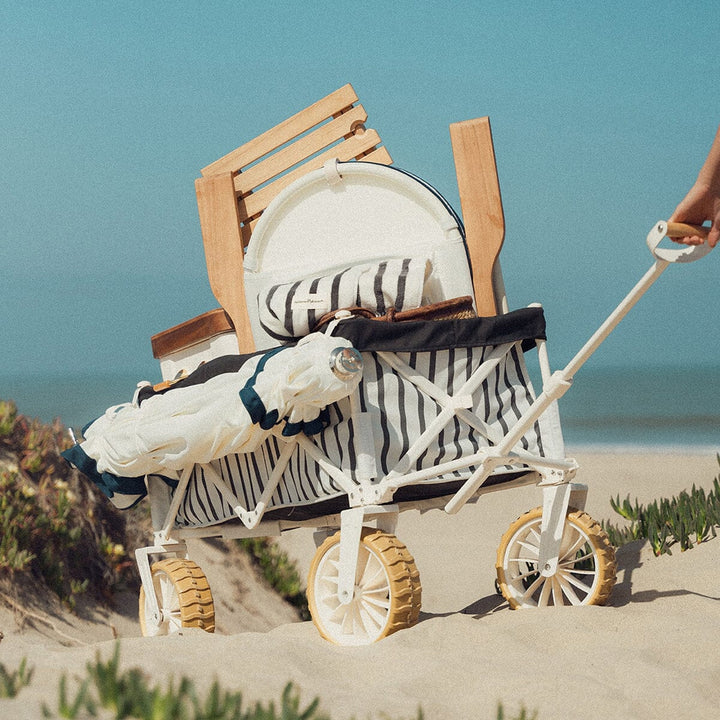 BUSINESS & PLEASURE CO Folding Beach Cart, Monaco Black Stripe