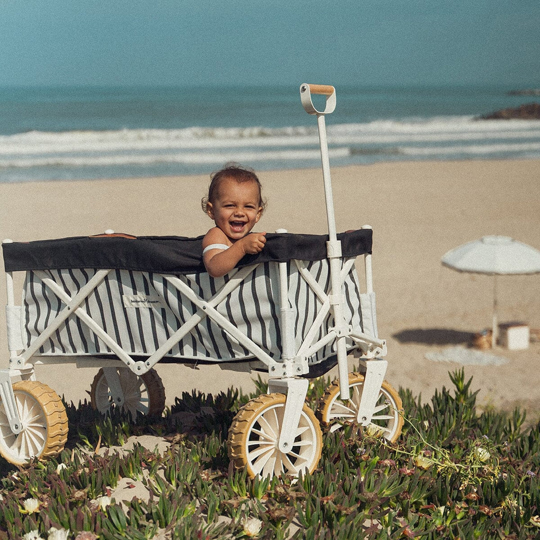 BUSINESS & PLEASURE CO Folding Beach Cart, Monaco Black Stripe