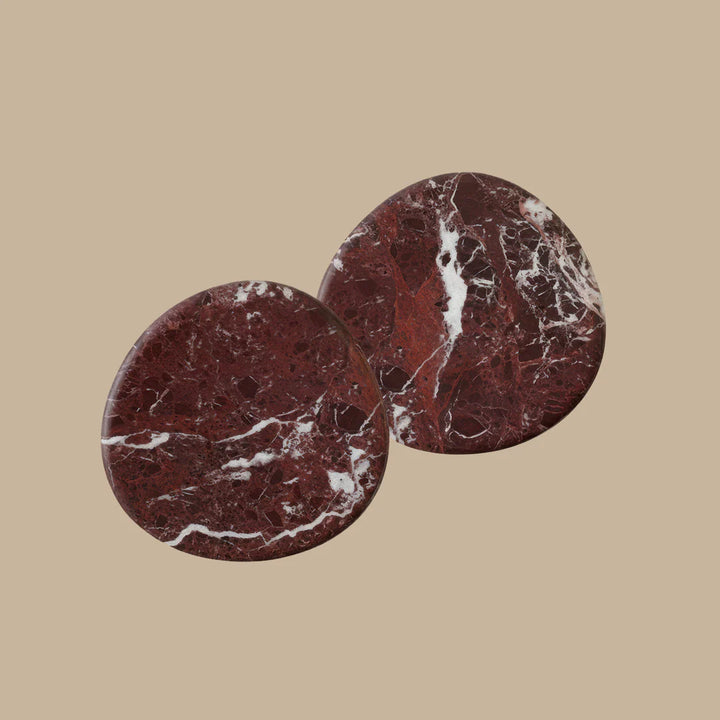 BLACK BLAZE Marble Coaster, Rosso Levanto (Set of 4)