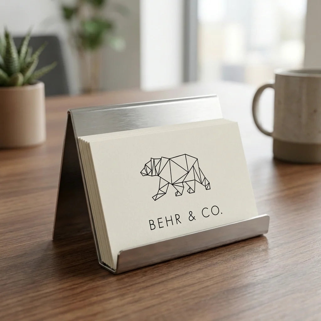 BEHR & CO Business Card Holder, Stainless Steel