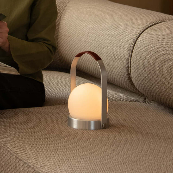 AUDO CPH Carrie Table Lamp, Brushed Aluminium/Leather