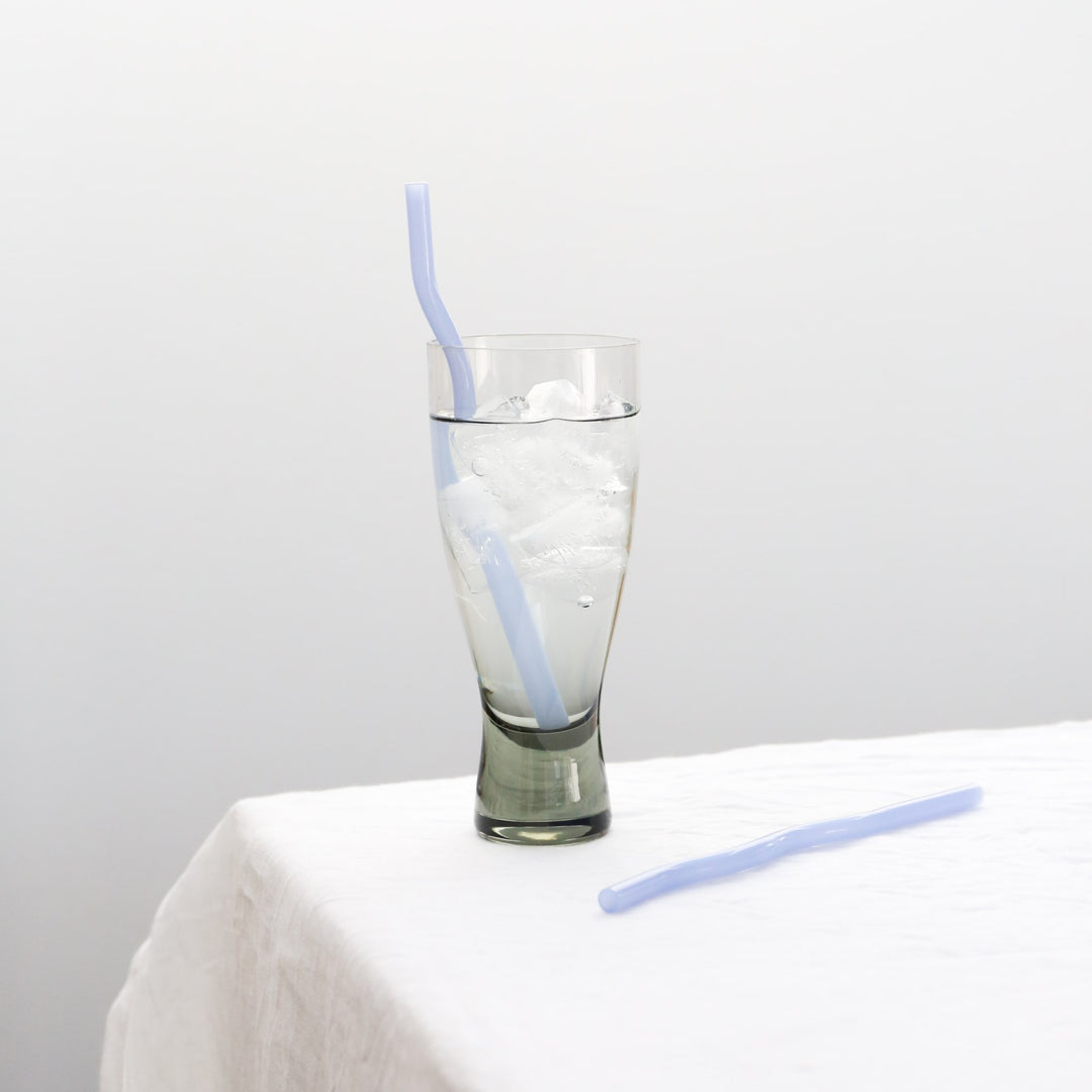 DESIGNSTUFF Curve Glass Straw, Set of 4, Mist