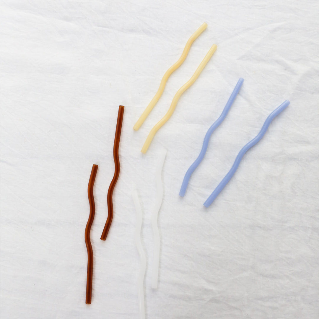 DESIGNSTUFF Curve Glass Straw, Set of 4