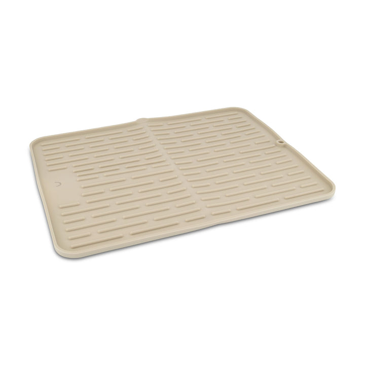 DESIGNSTUFF Folding Silicone Drying Mat Large w/ Drainage Mouth, Sand