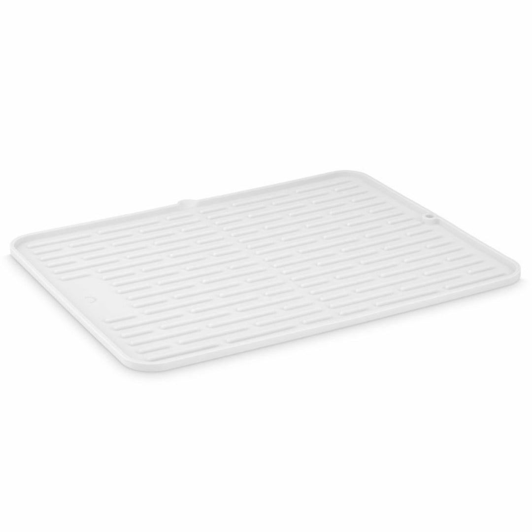 DESIGNSTUFF Folding Silicone Drying Mat Large w/ Drainage Mouth, White