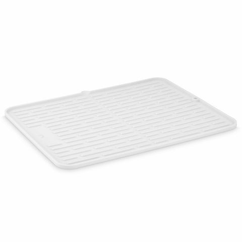 DESIGNSTUFF DRIP Folding Silicone Drying Mat Large w/ Drainage Mouth, White