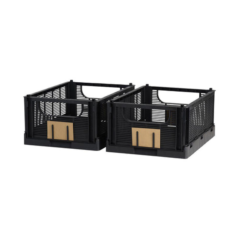 DESIGNSTUFF Linear Collapsible Crate, M, 33x25cm, Black (Set of 2)