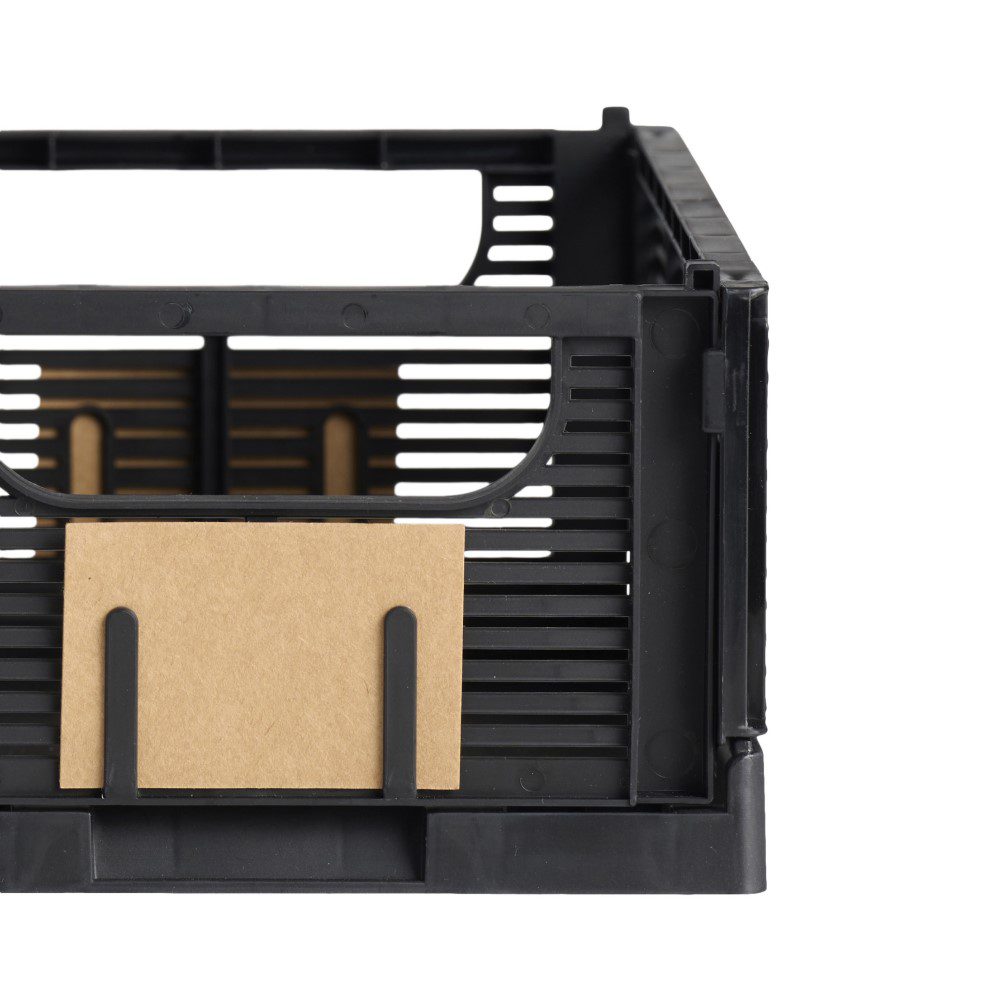 DESIGNSTUFF Linear Collapsible Crate, S, 25x16cm, Black (Set of 2)