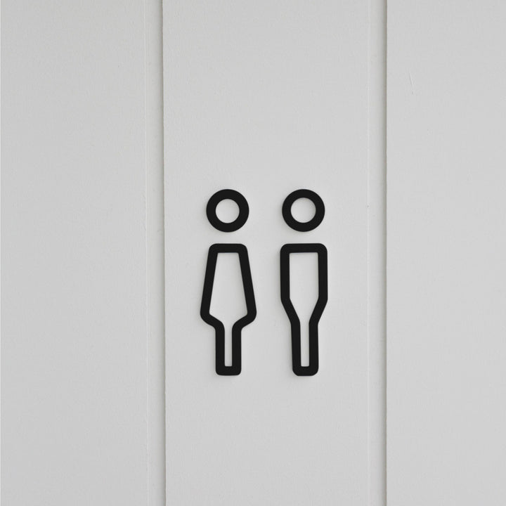 DESIGNSTUFF Signage, Restroom, Her/Him, Black