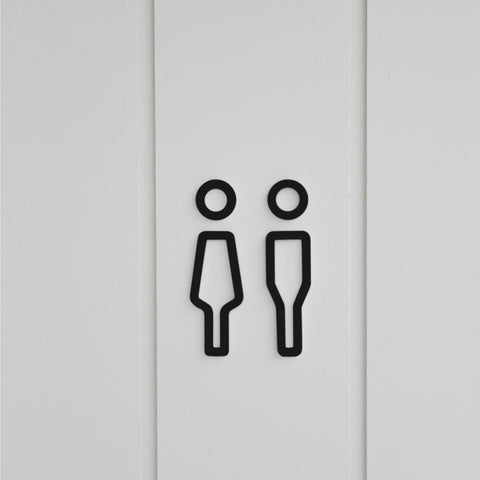 DESIGNSTUFF Signage, Restroom, Her/Him, Black