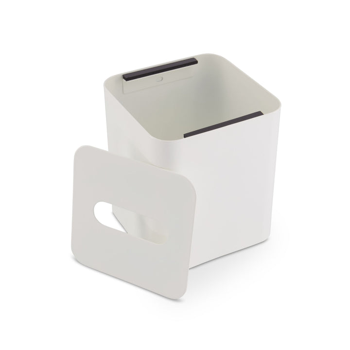 DESIGNSTUFF Square Tissue Box w/ Metal lid, White/White