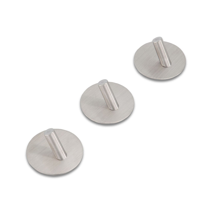 DESIGNSTUFF Hook Self-Adhesive, Brushed Silver (Set of 3)