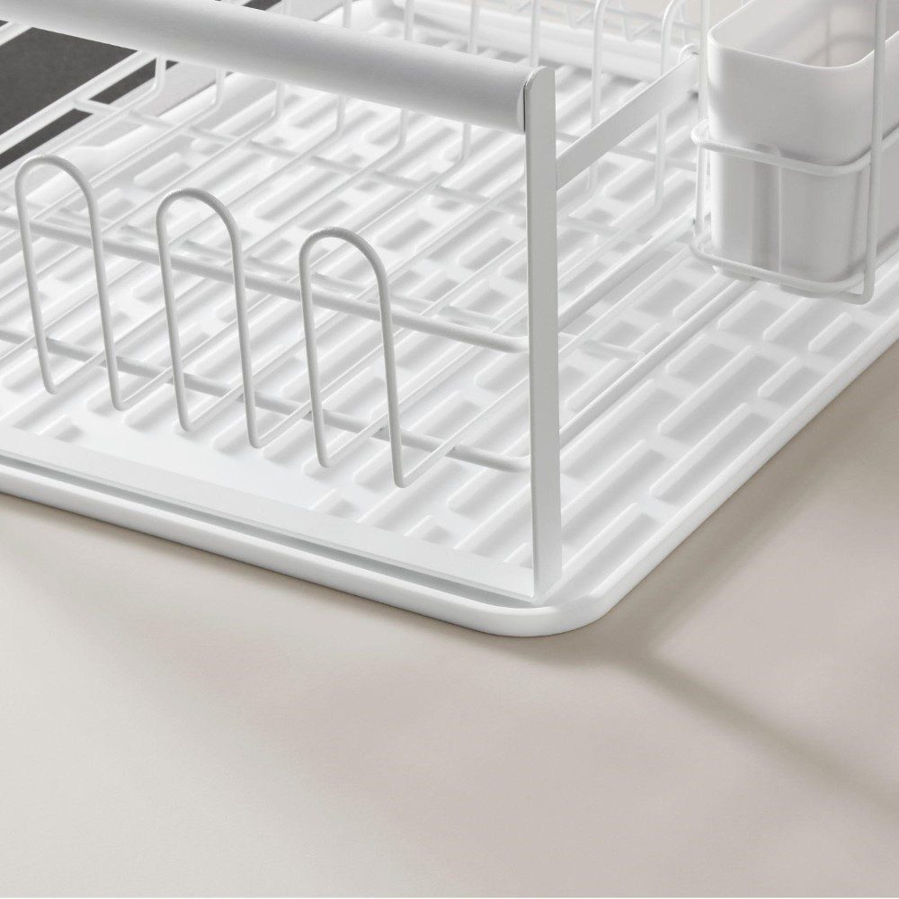 DESIGNSTUFF The Frame Dish Rack with Removable Utensil Holders, White