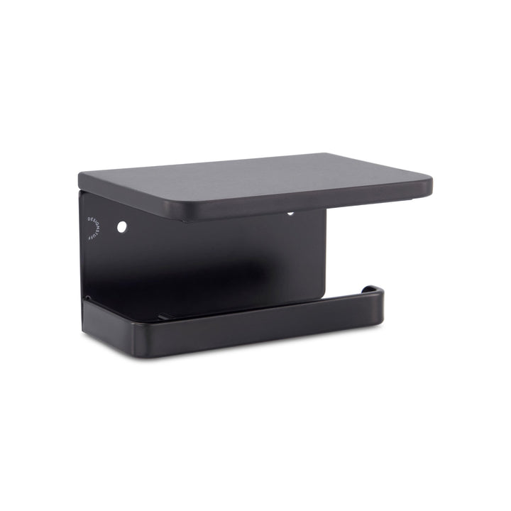 DESIGNSTUFF Toilet Roll Holder w/ Shelf Single, Black