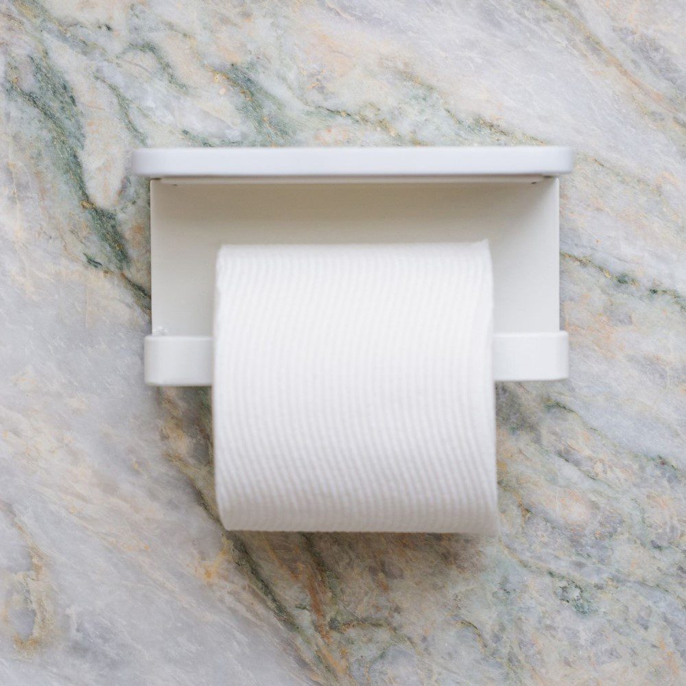 DESIGNSTUFF Toilet Roll Holder w/ Shelf Single, White