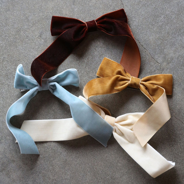 DESIGNSTUFF Velvet Bow Christmas Ornament, Cinnamon (Set of 4)