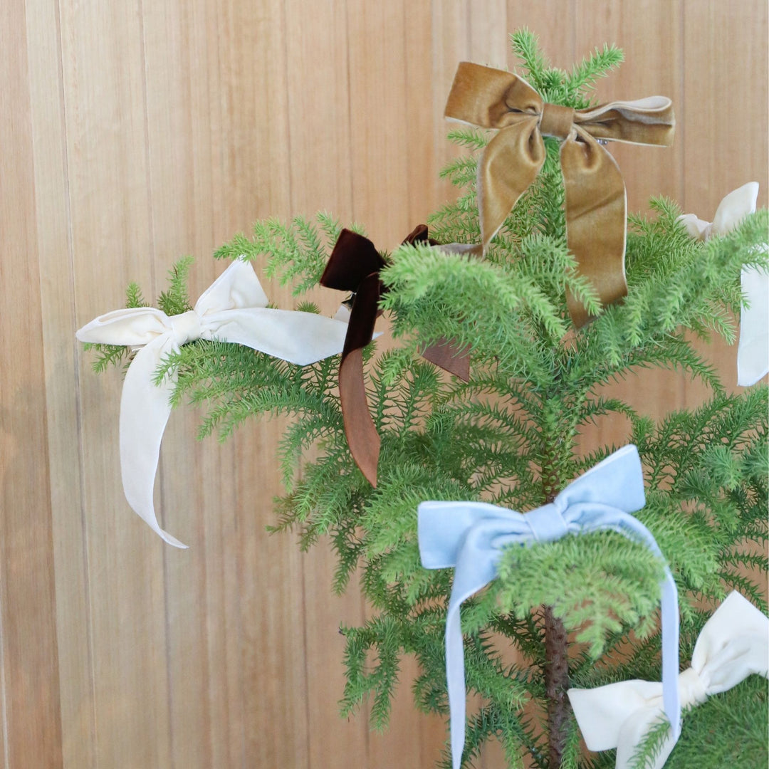 DESIGNSTUFF Velvet Bow Christmas Ornament, Cinnamon (Set of 4)