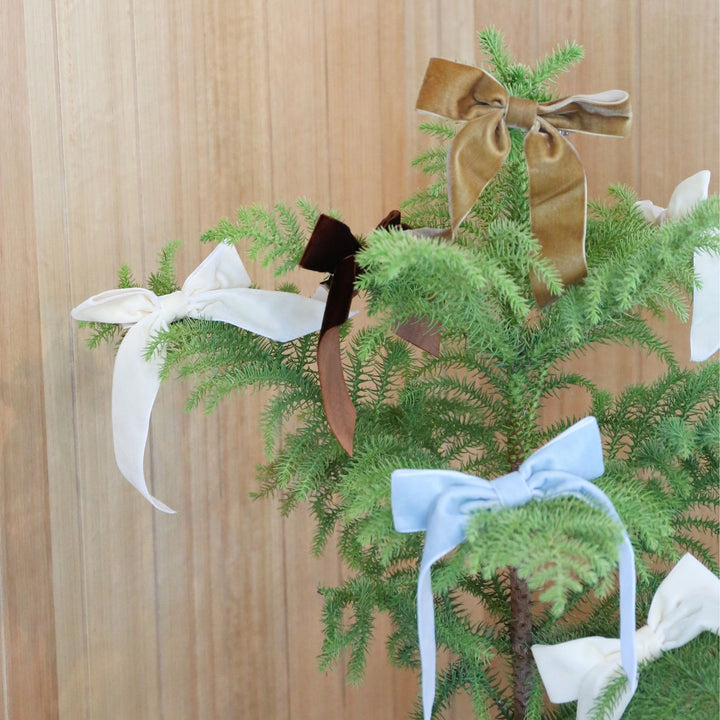 DESIGNSTUFF Velvet Bow Christmas Ornament, Cinnamon (Set of 4)