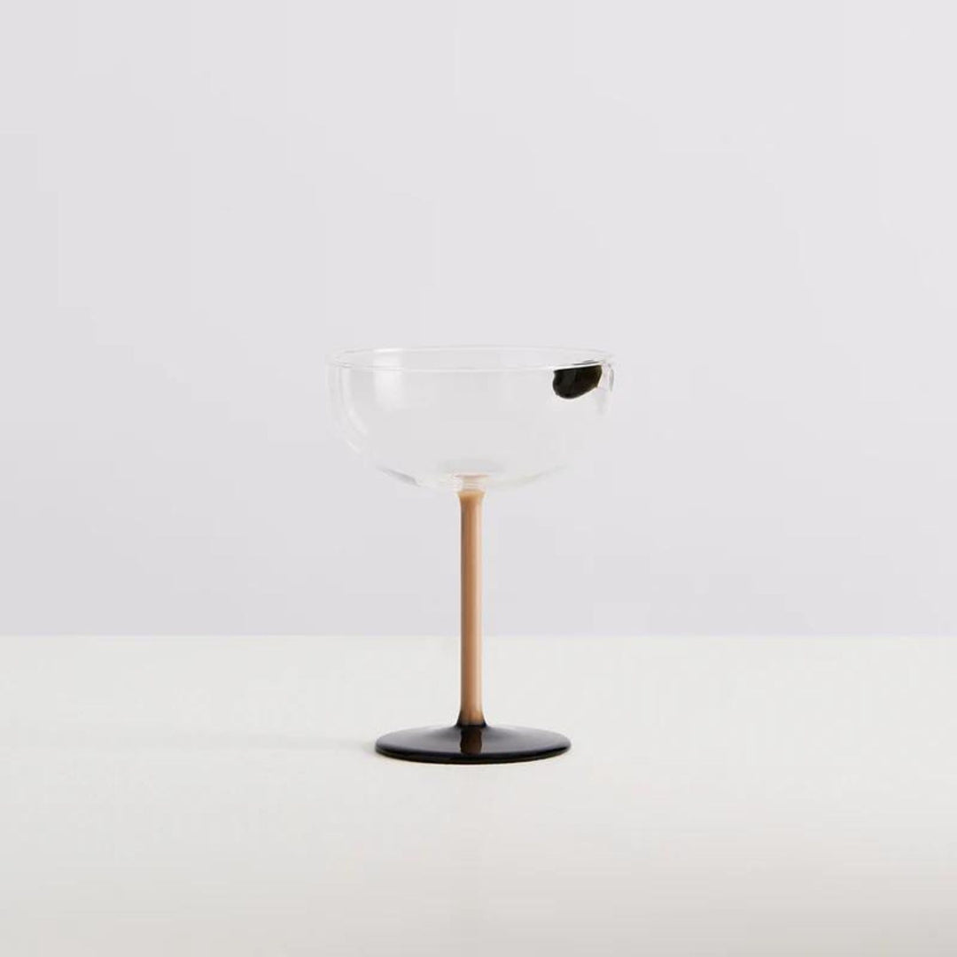 MAISON BALZAC L'Espresso Martini Glass, Black/Beige/Clear