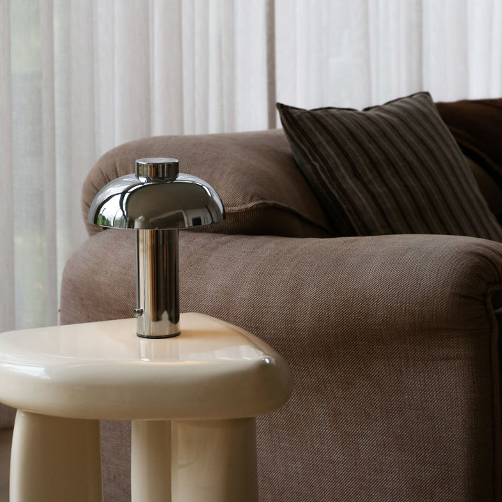 DESIGNSTUFF Elio Pillar Portable Lamp, Chrome/Chrome