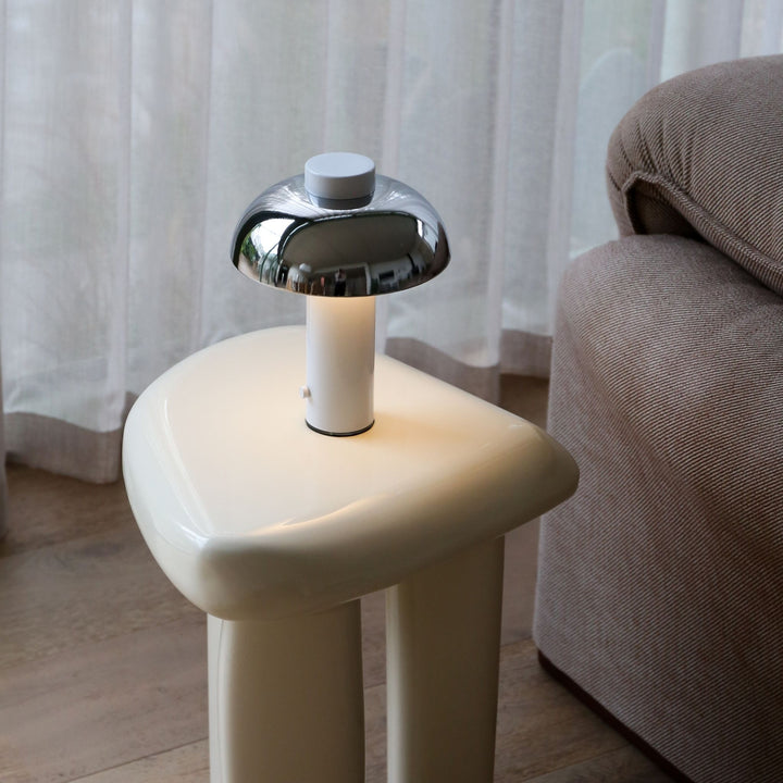 DESIGNSTUFF Elio Pillar Portable Lamp, White/Chrome