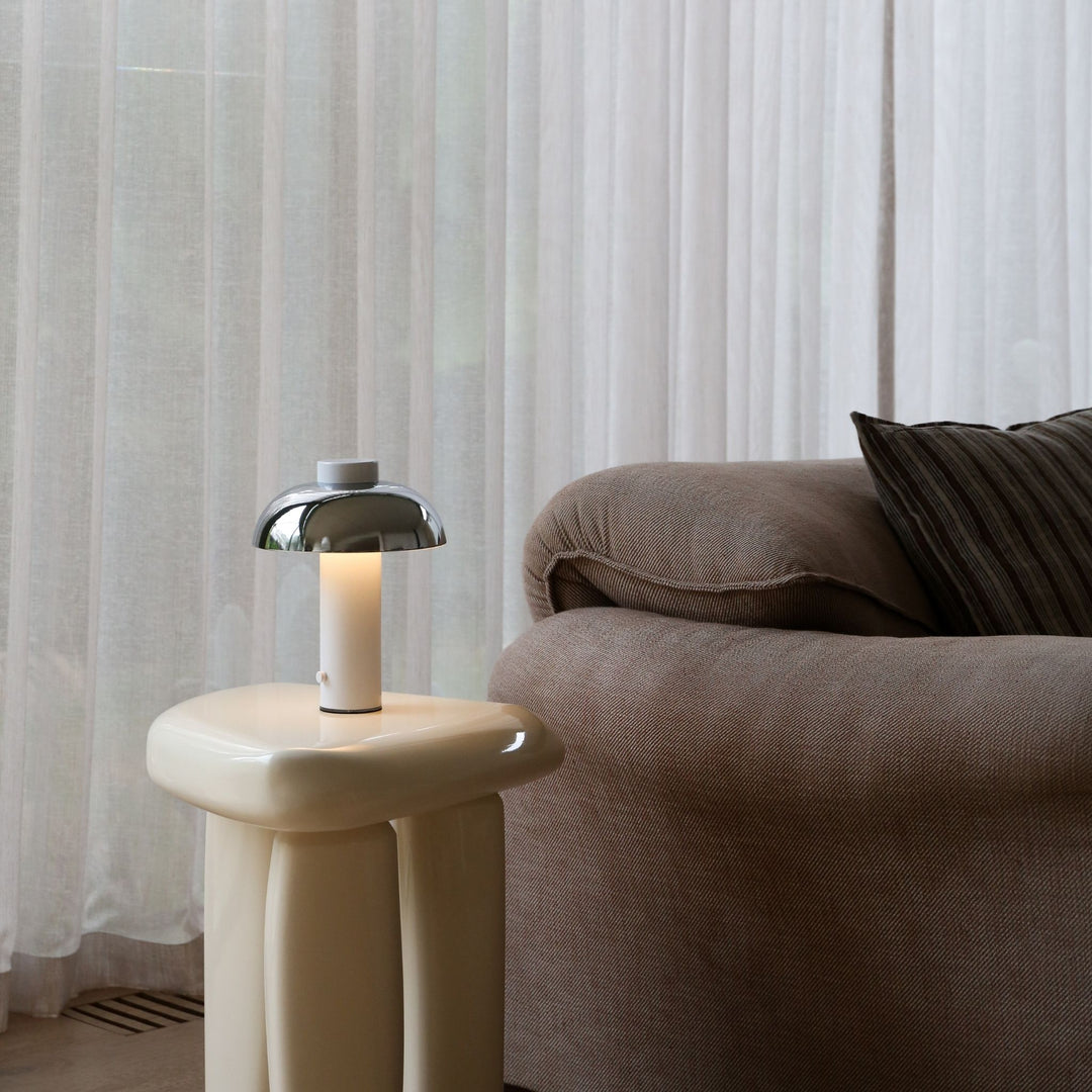 DESIGNSTUFF Elio Pillar Portable Lamp, White/Chrome