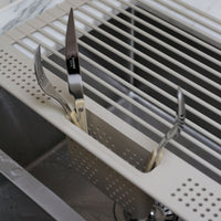 DESIGNSTUFF Folding Dish Rack w/ Cutlery Holder, Sand