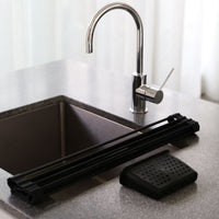 DESIGNSTUFF Folding Dish Rack w/ Cutlery Holder, Black
