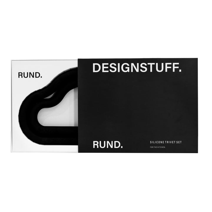 DESIGNSTUFF RUND Curve Trivet Gift Set, Black