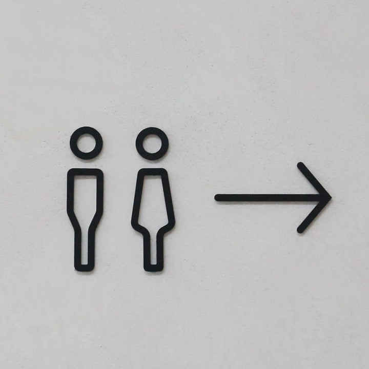 DESIGNSTUFF Signage, Restroom, Her/Him, Black