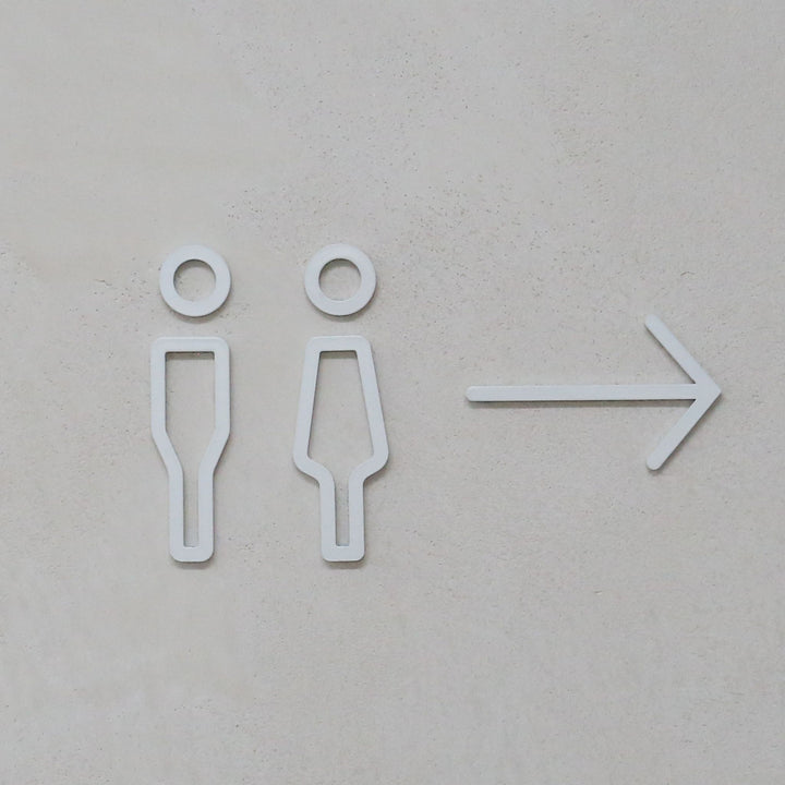 DESIGNSTUFF Signage, Restroom, Her/Him, White