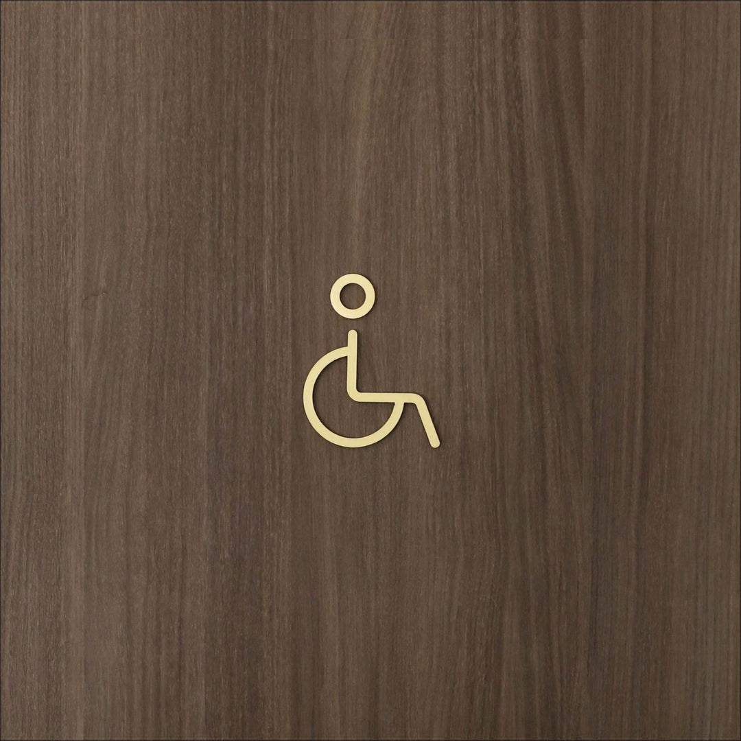 DESIGNSTUFF Signage, Restroom, Accessible, Brushed Brass