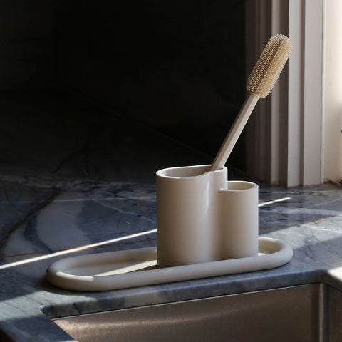 DESIGNSTUFF Store-All Cutlery Drainer/Holder, Sand