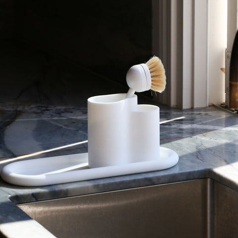 DESIGNSTUFF Store-All Cutlery Drainer/Holder, White