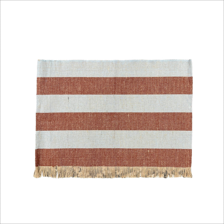 DESIGNSTUFF Stripe Jute Placemat , Set of 2, Mist/Cappuccino