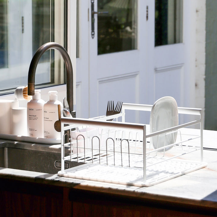 DESIGNSTUFF The Frame Dish Rack with Removable Utensil Holders, White