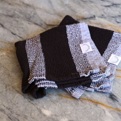 DESIGNSTUFF Waffle Dishcloth, Black/White (Set of 2)