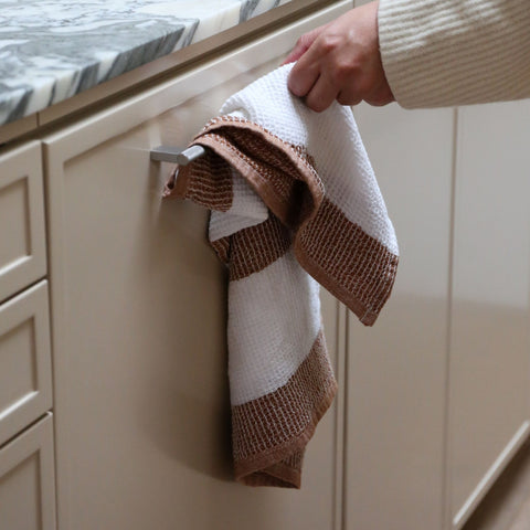 DESIGNSTUFF Waffle Tea Towel, Cinnamon/White (Set of 2)