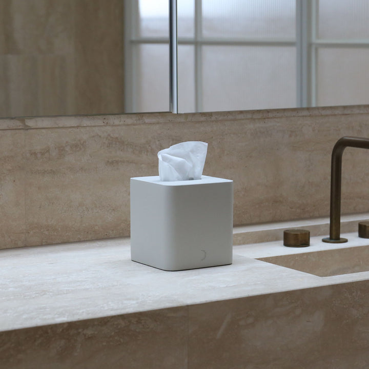 DESIGNSTUFF ARC Square Tissue Box, Stone
