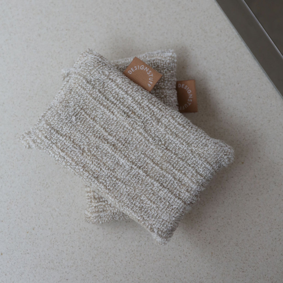 DESIGNSTUFF ETTA Hemp Marle Sponge, Camel (Set of 2)