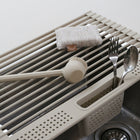 DESIGNSTUFF DRIP Folding Dish Rack w/ Cutlery Holder, Sand