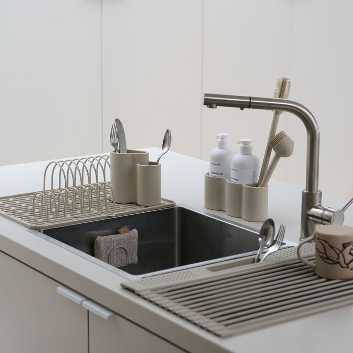DESIGNSTUFF DRIP Dish Drainer, Sand (Set of 2)