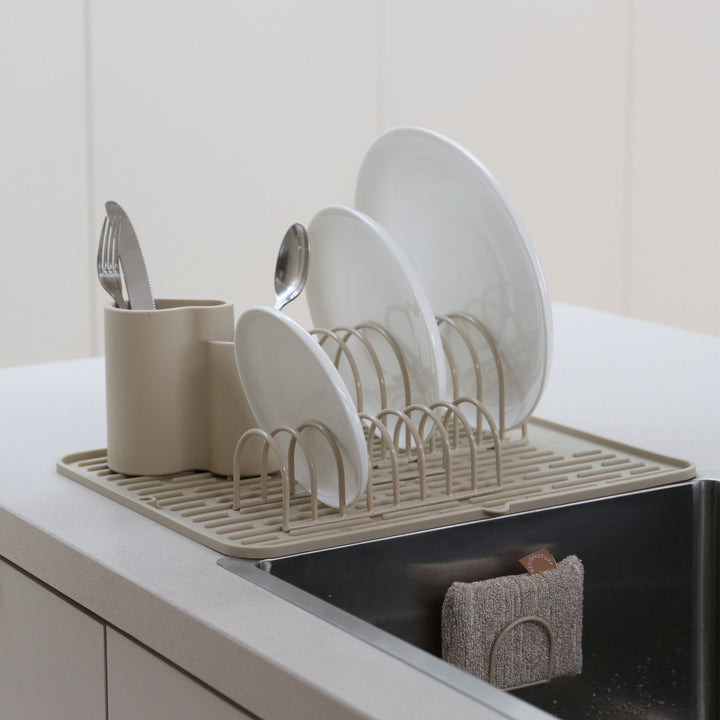 DESIGNSTUFF DRIP Dish Drainer, Sand (Set of 2)